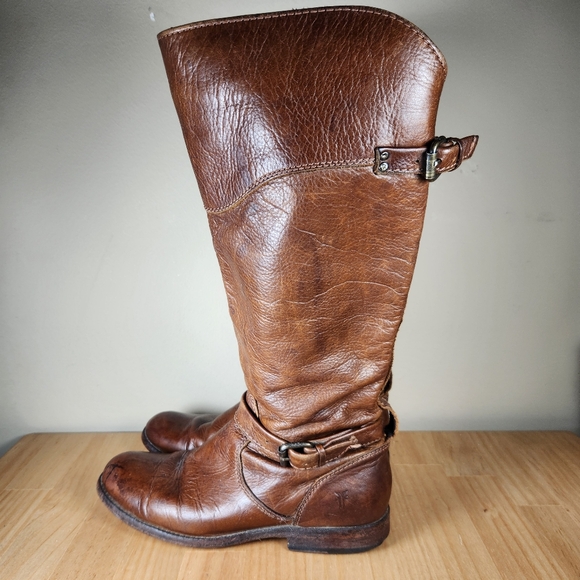 FRYE Women's Phillips Riding Boot Size 7.5 Leather Tall Western Pull On Campus - Picture 14 of 14